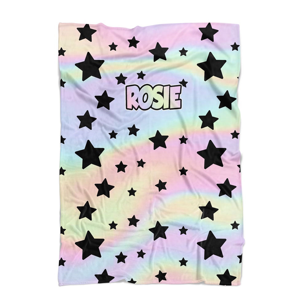 PENELOPE WILDBERRY PERSONALIZED BLANKET-PASTEL TIE DYE STAR